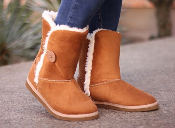 BOTAS FORRADAS COM LÃ - 0530FE CASTANHO - 37