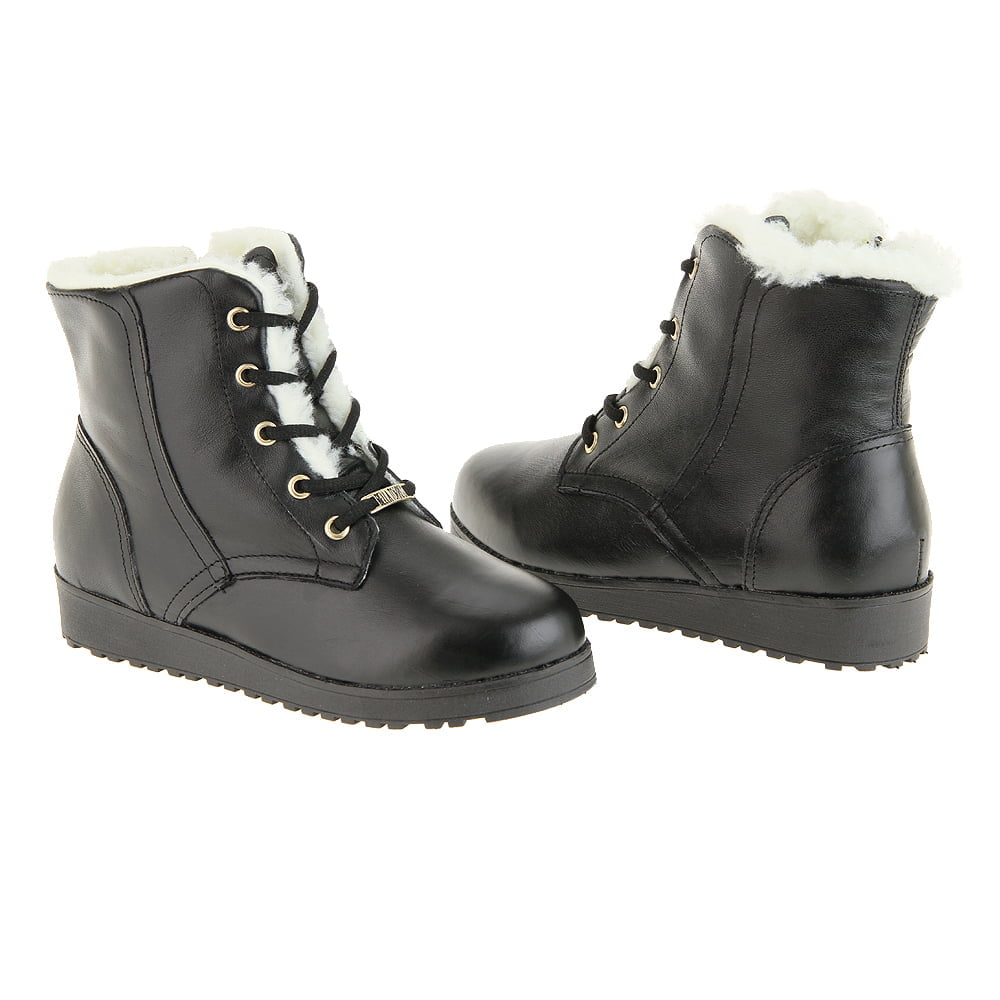 BOTAS FORRADAS COM LÃ - 732PGI - COURO PRETO - 34 