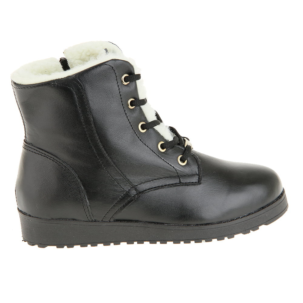 BOTAS FORRADAS COM LÃ - 732PGI - PRETO - 37 (EM COURO)