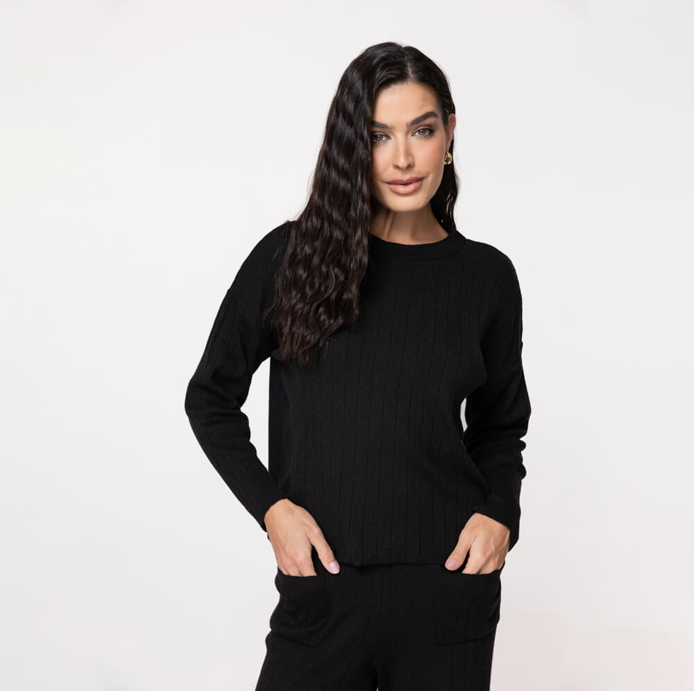 Blusa Feminina em Tricô Soft - 25171 Preto