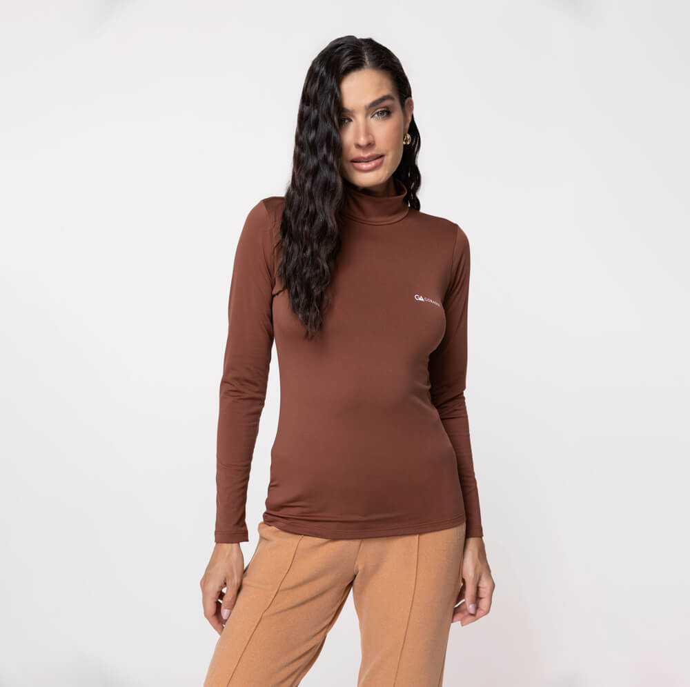 Blusa Térmica Feminina Segunda Pele Gola Alta - 2033 Conhaque