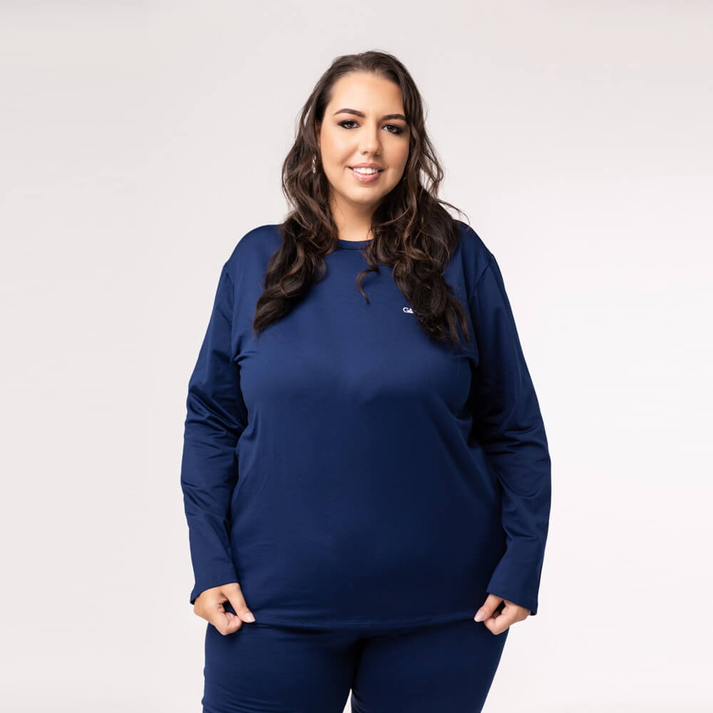 Blusa Térmica Feminina Segunda Pele Plus Size - 2020E Azul Marinho