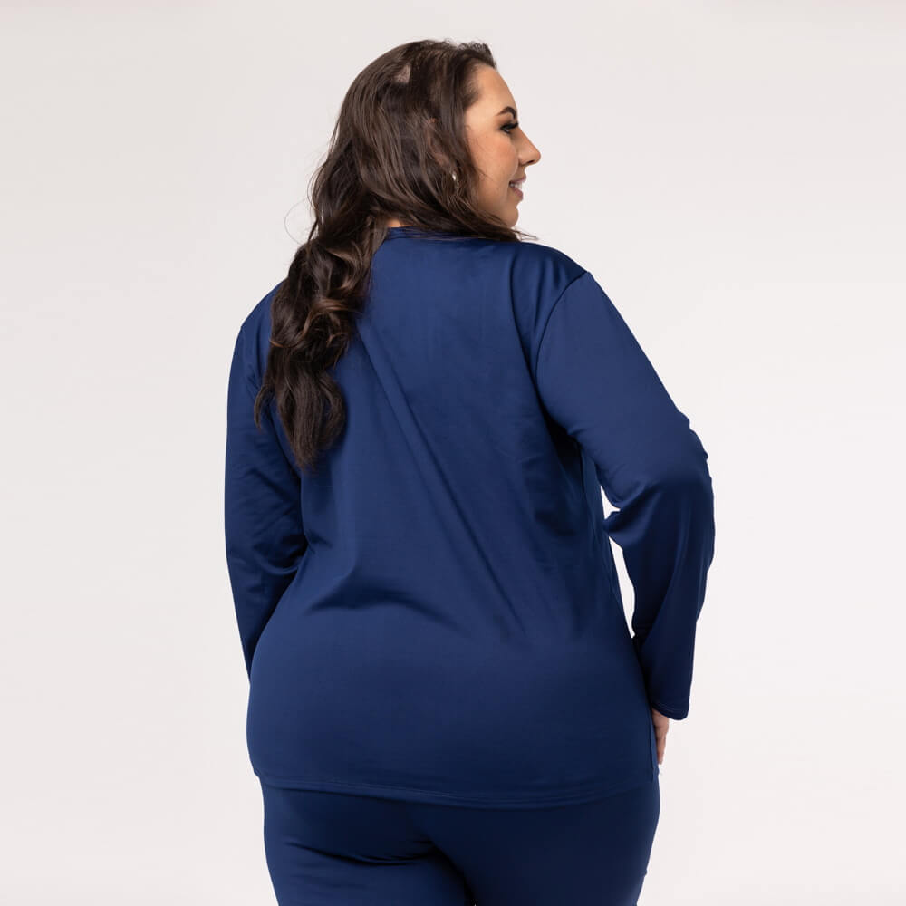 Blusa Térmica Feminina Segunda Pele Plus Size 2020E Azul Marinho