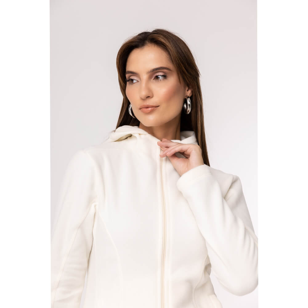 Trico Feminina Blusa Branca Feminina De Frio Jaqueta Fleece
