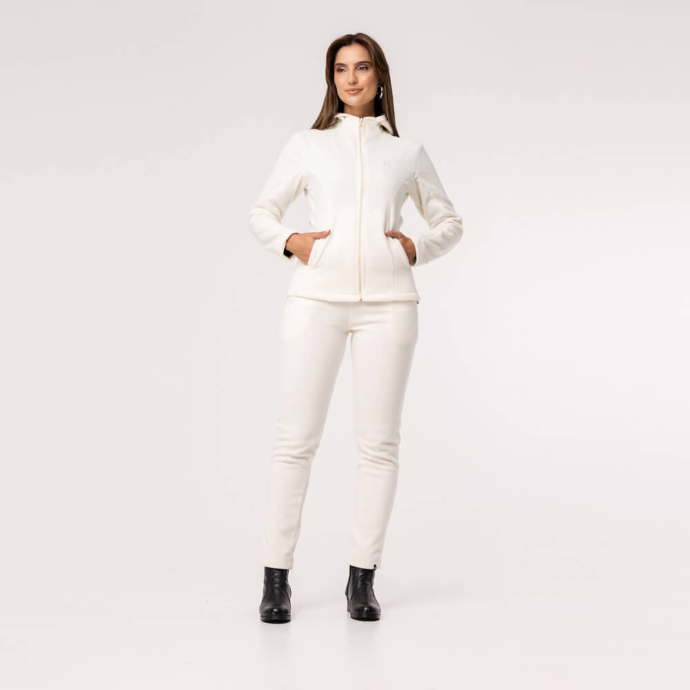 Jaqueta Fleece Térmica Feminina Com Capuz 3139 Branco Goradin