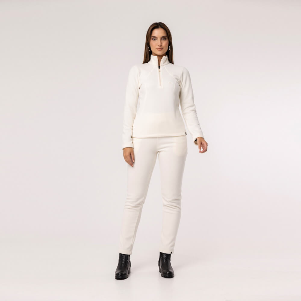 Fleece Térmico Feminino Meio Zíper - 918 Off White - Goradin.com.br