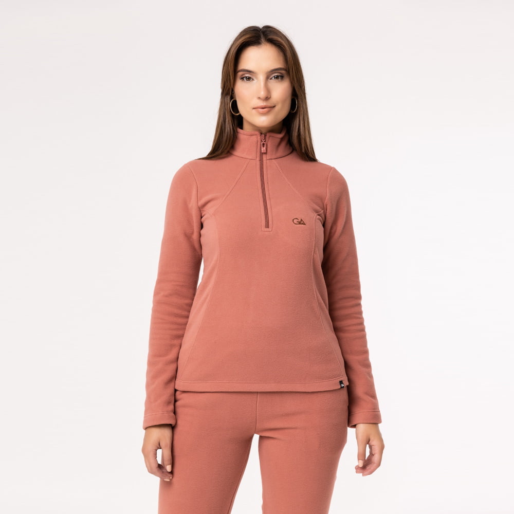 Fleece Térmico Feminino Meio Zíper - 918 Canela