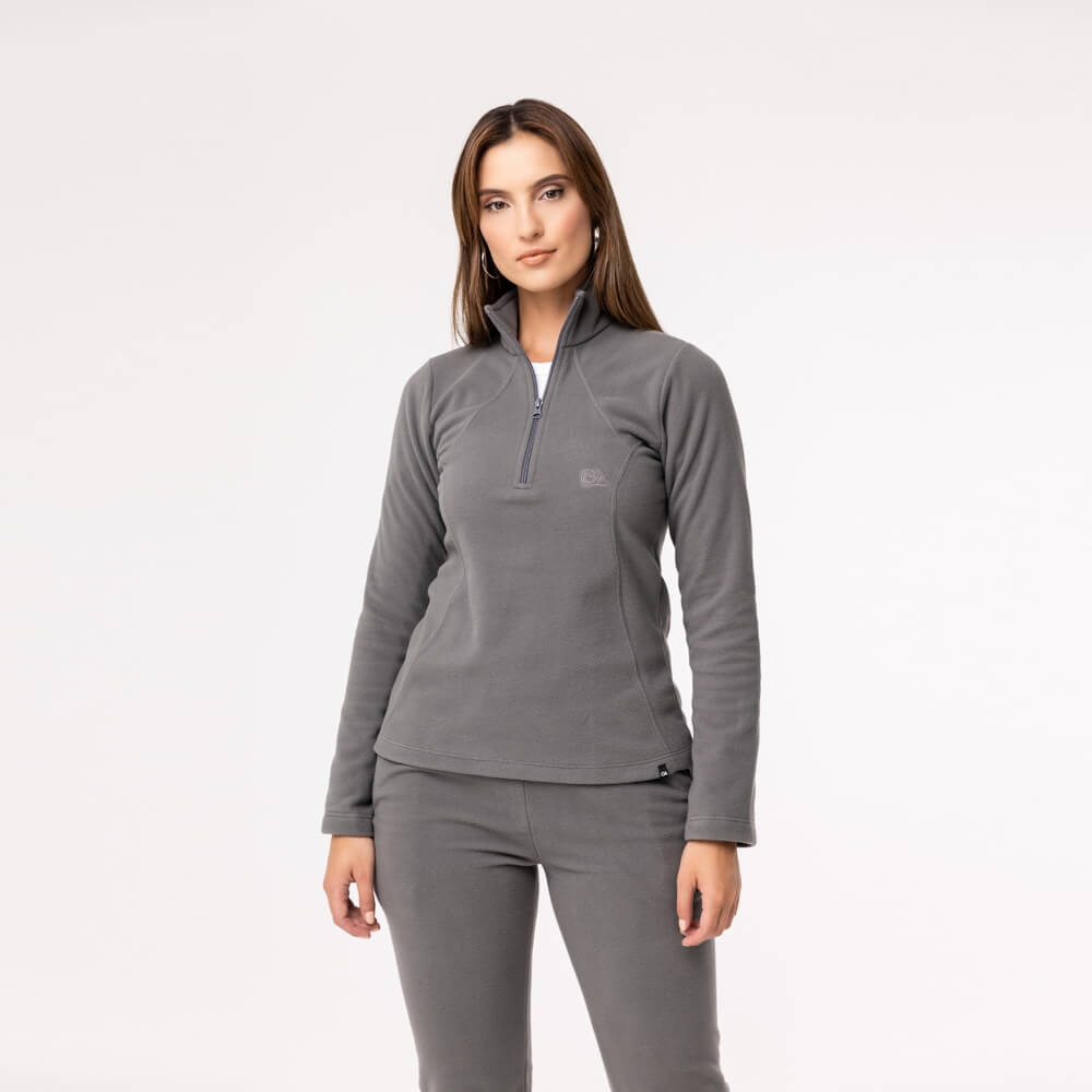 Fleece Térmico Feminino Meio Zíper - 918 Chumbo