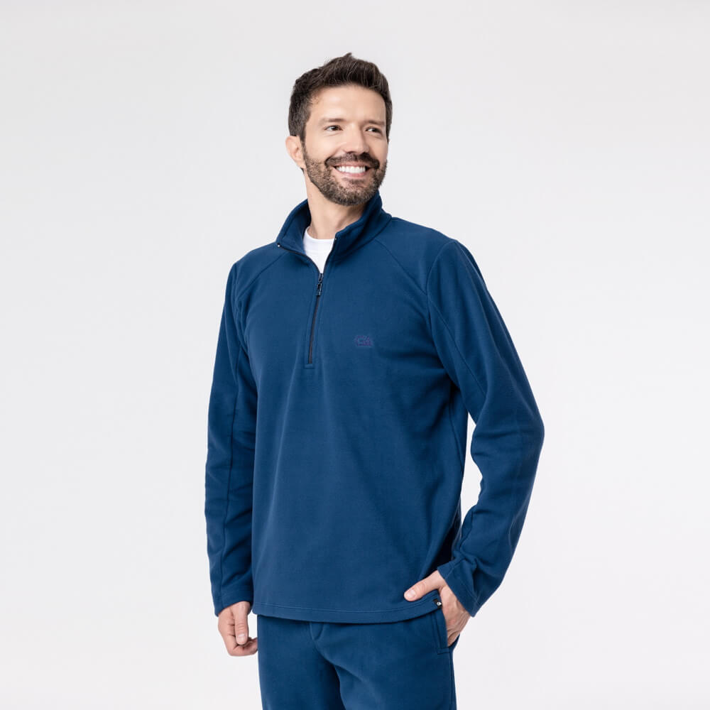 Fleece Térmico Masculino Meio Zíper - 2151 Azul Marinho