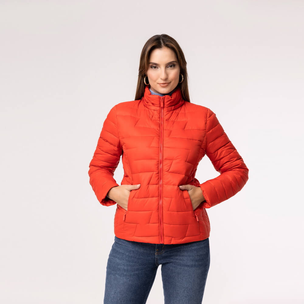 Jaqueta Feminina Puffer Spesso Z de Pluma Com Capuz Removível - 135 Grenadine