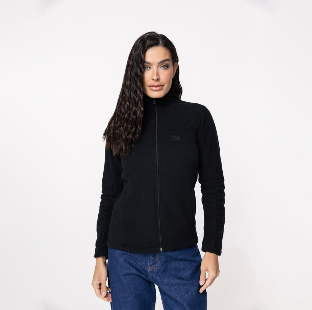 Jaqueta Fleece Térmica Feminina Canelada - 3213 Preto