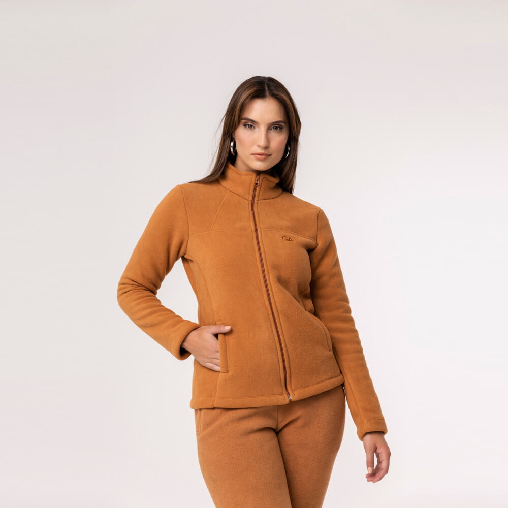 Jaqueta Fleece Térmica Feminina Forrada em Lã - 913 Camel