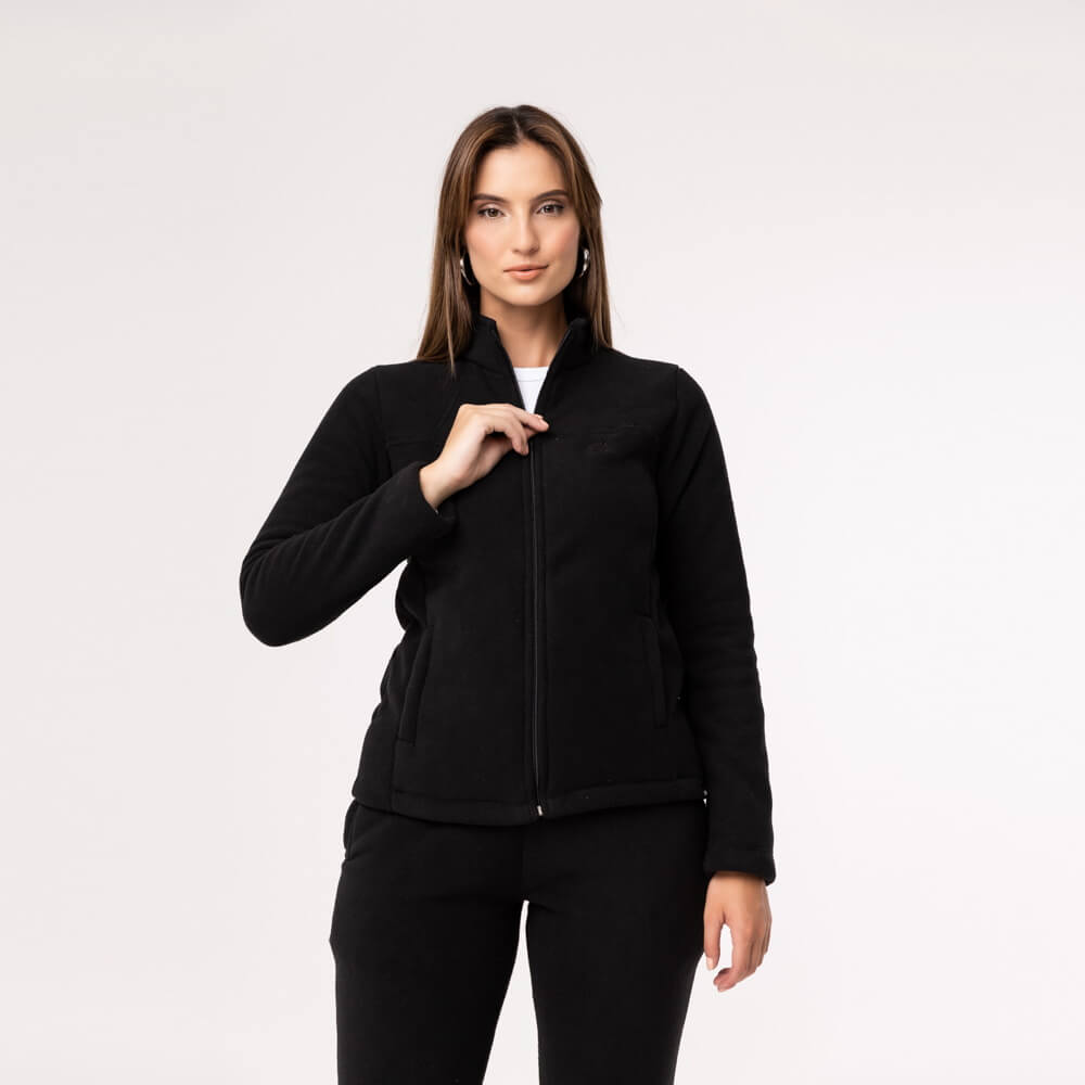 Jaqueta Fleece Térmica Feminina Forrada em Lã - 913 Preto