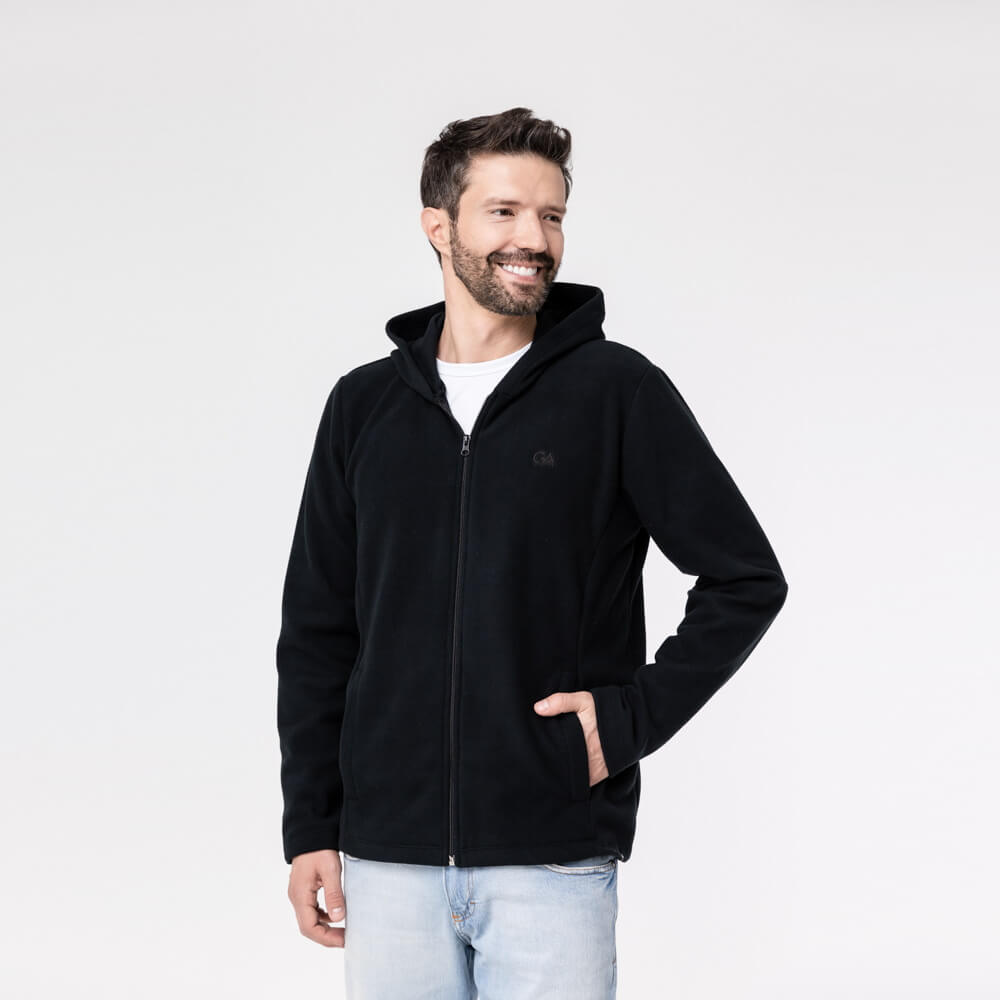 Jaqueta Fleece Térmica Masculina Com Capuz - 2166 Preto