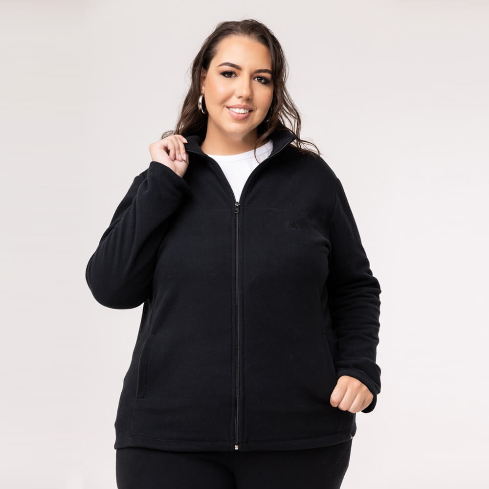 Jaqueta Fleece Térmica Plus Size Feminina - 923 Preta