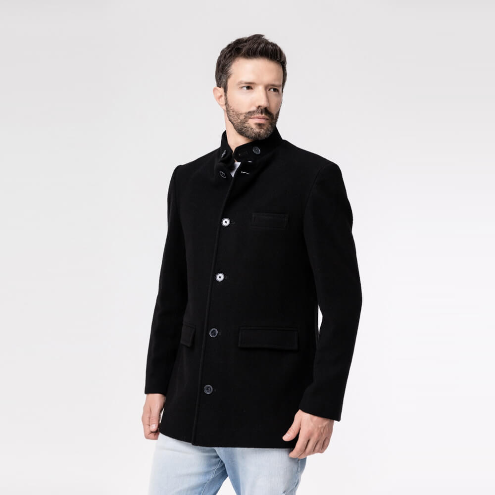 Sobretudo Térmico Masculino Spesso Milão Em Lã Premium Italiana - 1531 Preto