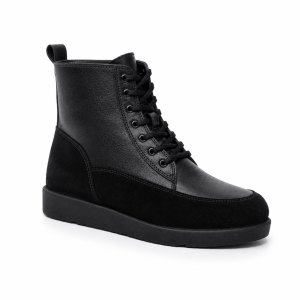 Botas Forradas com Lã Natural de Carneiro Detalhe Camurça - 363cGI Preto