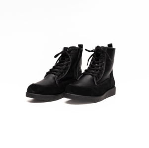 Botas Forradas com Lã Natural de Carneiro Detalhe Camurça - 363cGI Preto