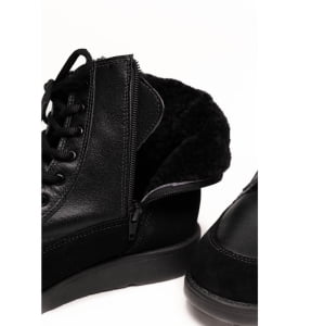 Botas Forradas com Lã Natural de Carneiro Detalhe Camurça - 363cGI Preto