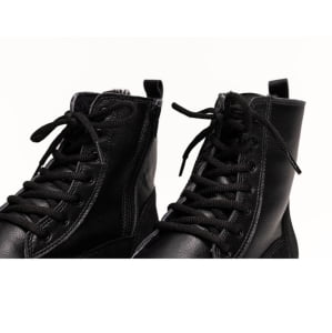 Botas Forradas com Lã Natural de Carneiro Detalhe Camurça - 363cGI Preto