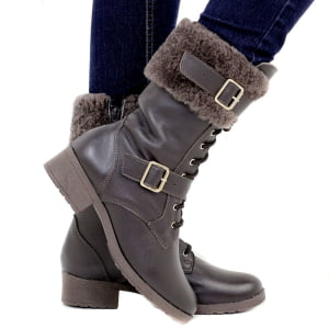 Botas Para Neve Forradas com Lã Natural de Carneiro - 11003nGI - PRETO - 34
