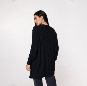 Casaco Feminino em Tricô Pluma Bola - 25335 Preto