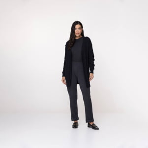 Casaco Feminino em Tricô Pluma Bola - 25335 Preto