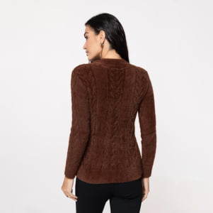 Blusa Feminina em Tricô Fio Nuvem - 25180 Marrom