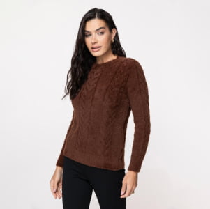 Blusa Feminina em Tricô Fio Nuvem - 25180 Marrom