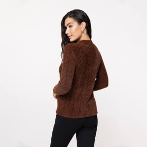 Blusa Feminina em Tricô Fio Nuvem - 25180 Marrom