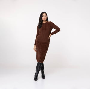 Blusa Feminina em Tricô Fio Nuvem - 25180 Marrom