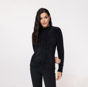 Blusa Feminina em Tricô Fio Nuvem - 25180 Preto