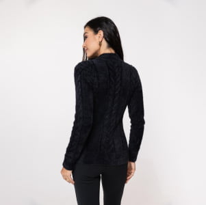 Blusa Feminina em Tricô Fio Nuvem - 25180 Preto