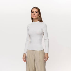 Blusa Feminina em Tricô Quadriculado - 26165 Off White