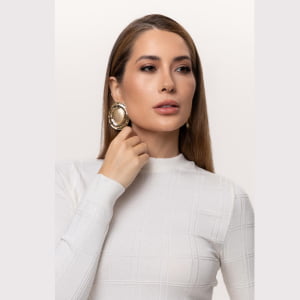 Blusa Feminina em Tricô Quadriculado - 26165 Off White