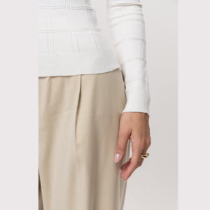 Blusa Feminina em Tricô Quadriculado - 26165 Off White