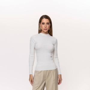 Blusa Feminina em Tricô Quadriculado - 26165 Off White
