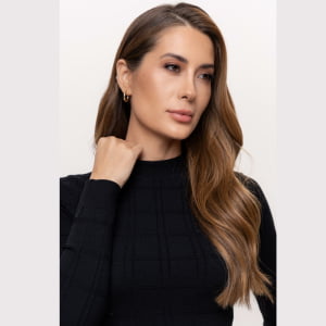 Blusa Feminina em Tricô Quadriculado - 26165 Preto