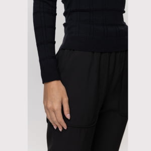 Blusa Feminina em Tricô Quadriculado - 26165 Preto