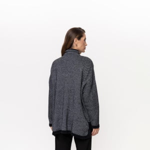 Capa Tricot com Fechamento em Alamares - 26182 Noir Mélange