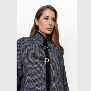 Capa Tricot com Fechamento em Alamares - 26182 Noir Mélange