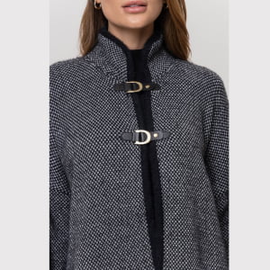 Capa Tricot com Fechamento em Alamares - 26182 Noir Mélange