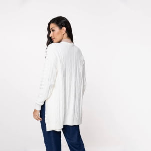 Casaco Feminino em Tricô Pluma Bola - 25335 Off White