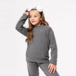 Blusa Fleece Térmica Infantil Menina - 2103 Chumbo