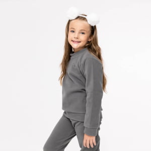 Blusa Fleece Térmica Infantil Menina - 2103 Chumbo