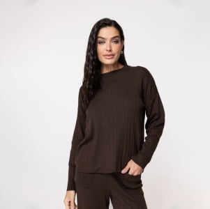 Blusa Feminina em Tricô Soft - 25171 Chocolate