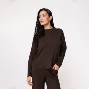 Blusa Feminina em Tricô Soft - 25171 Chocolate