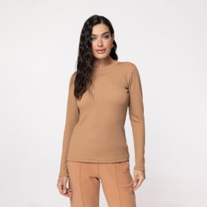 Blusa Térmica Feminina Segunda Pele Canelada - 3137 Camel