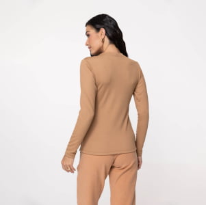 Blusa Térmica Feminina Segunda Pele Canelada - 3137 Camel