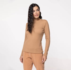 Blusa Térmica Feminina Segunda Pele Canelada - 3137 Camel